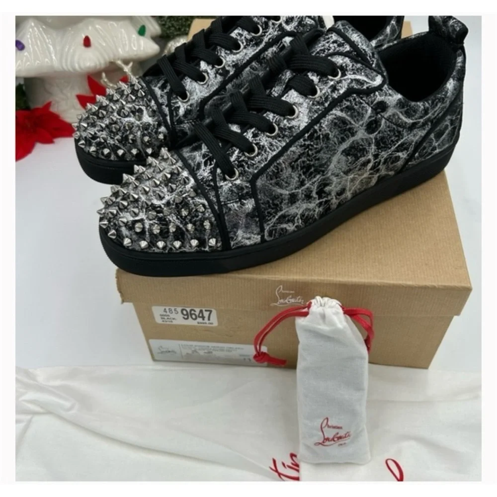 Christian Louboutin, Louis Jr black storm print leather size 45 made Italy - Picture 8 of 9